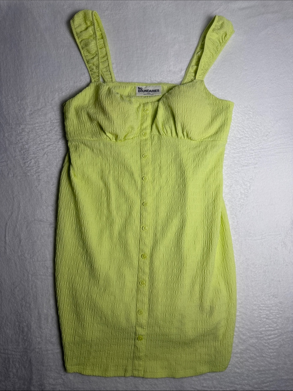 No Boundaries Neon Lime Button-Front Dress Size Large